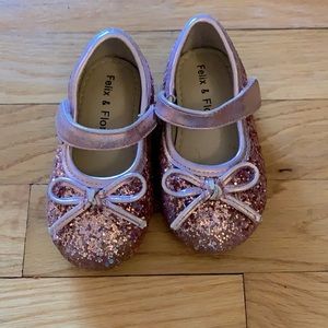 Baby or toddler girl size 6 pink sparkly ballerina princess fancy shoes VGUC